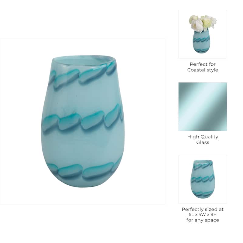 Glass Vases Coastal Style with Sculpted Detailing and Swirl Design