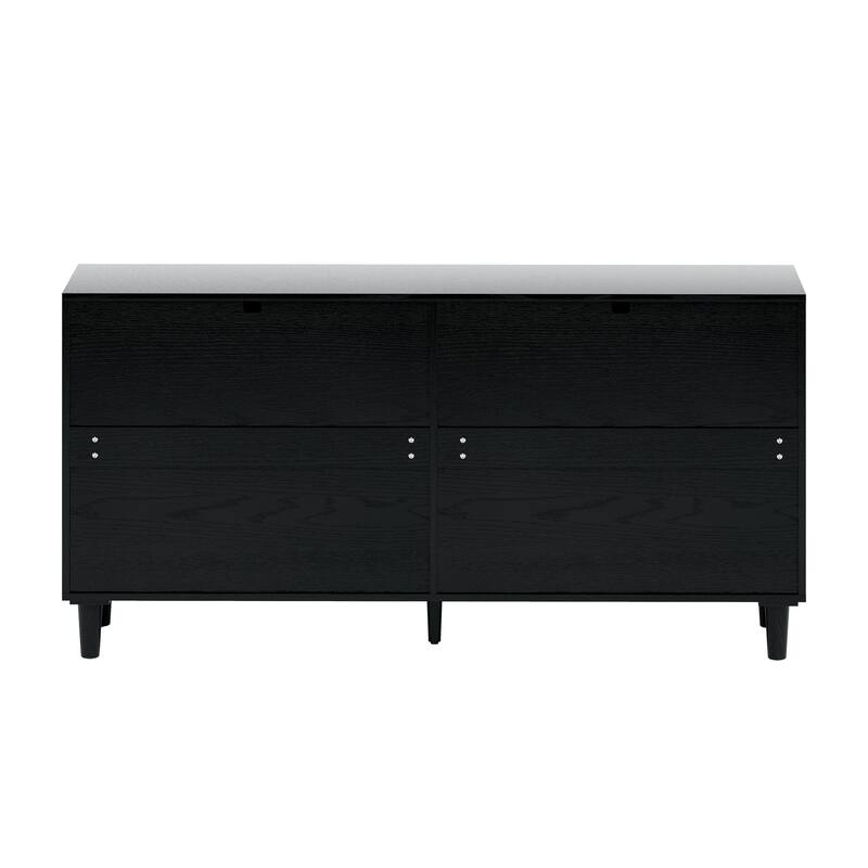 Rattan Dressing Bedroom Dressing with 6 Drawers, Metal Handles and Wooden Legs for Hallway, Living Room, Bedroom