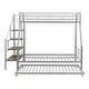 preview thumbnail 12 of 14, Contemporary Design Metal Bunk Bed with Trundle and Storage Staircase, Twin over Full Size, Silver