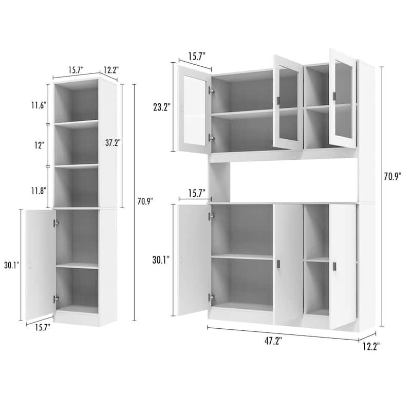 Timechee Combined Bookcase Kitchen Cabinet Display Cabinet Pantry