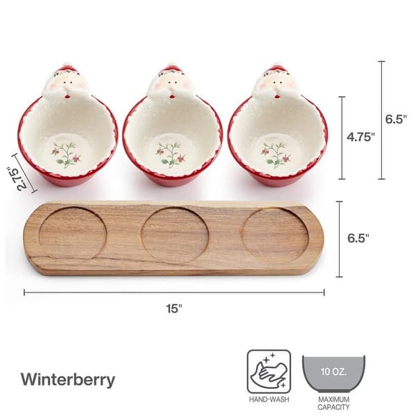 Pfaltzgraff Winterberry Santa Dip Bowl and Tray Set, 10 Inch