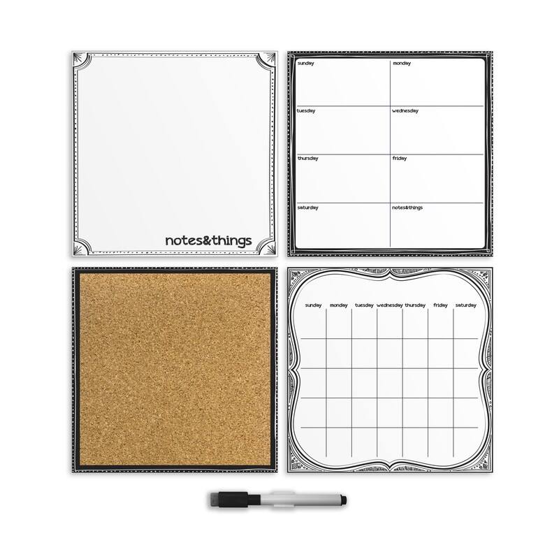 WallPops Black & White 4 Piece Organizer Kit