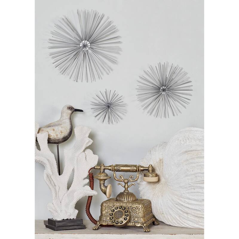CosmoLiving by Cosmopolitan Metal 3D Starburst Wall Decor (Set of 3) - Silver, Gold, Black, Copper