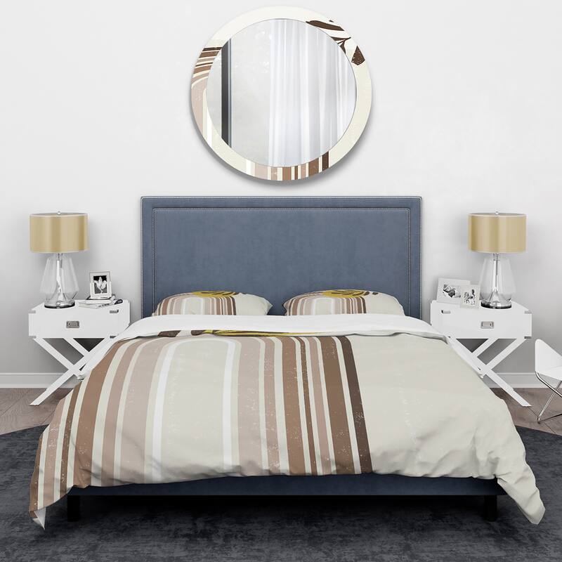Designart 'Abstract Sun and Moon With Leaf In Earth Tones' Modern Duvet Cover Set