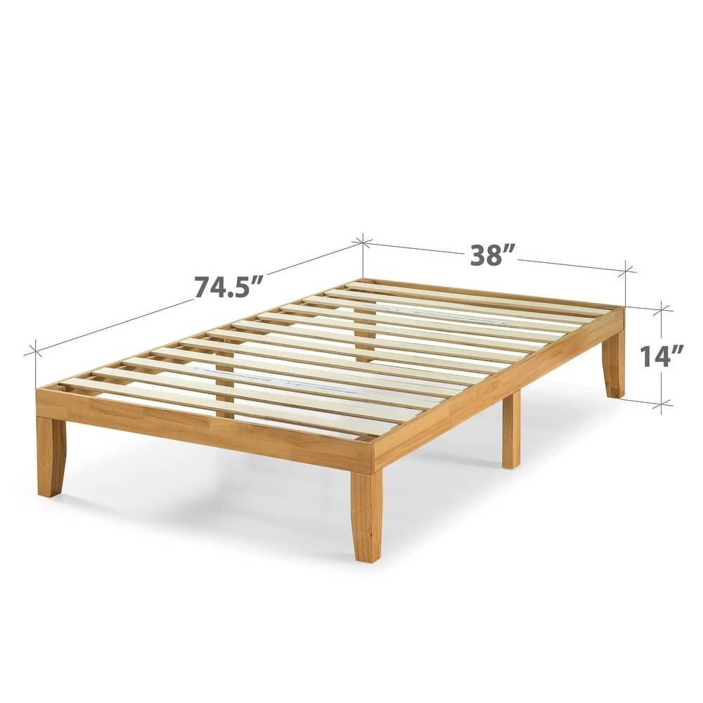 Priage by Zinus 14-inch Natural Solid Wood Platform Bed