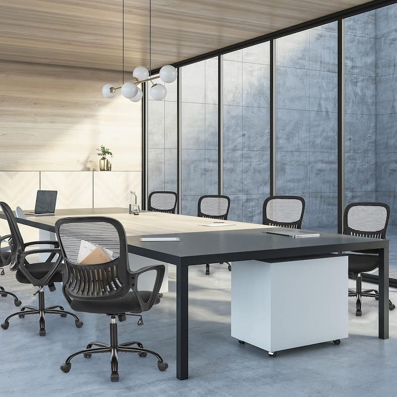 Ergonomic Mesh Office Chair, Mid-Back Mesh Rolling Work Swivel Chairs with Wheels, Lumbar Support, Swivel Computer Task Chair