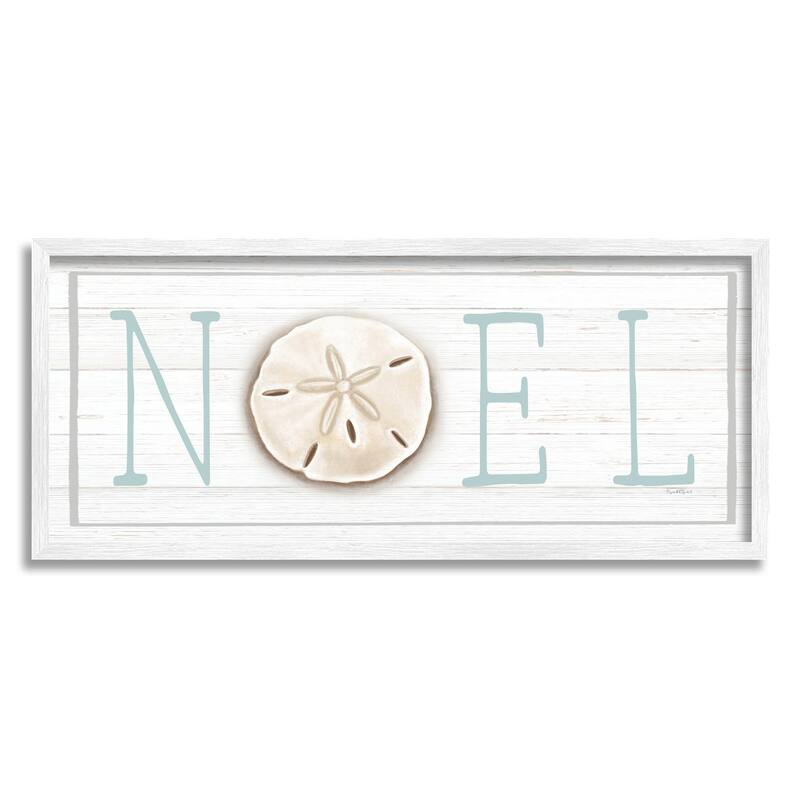 Stupell Noel Holiday Sand Dollar Sign Framed Giclee Art, Design by Elizabeth Tyndall - 30 x 13 - White