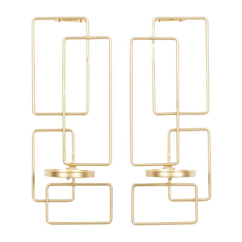 Gold Metal Tealight 2 Plate Geometric Wall Sconce (Set of 2)