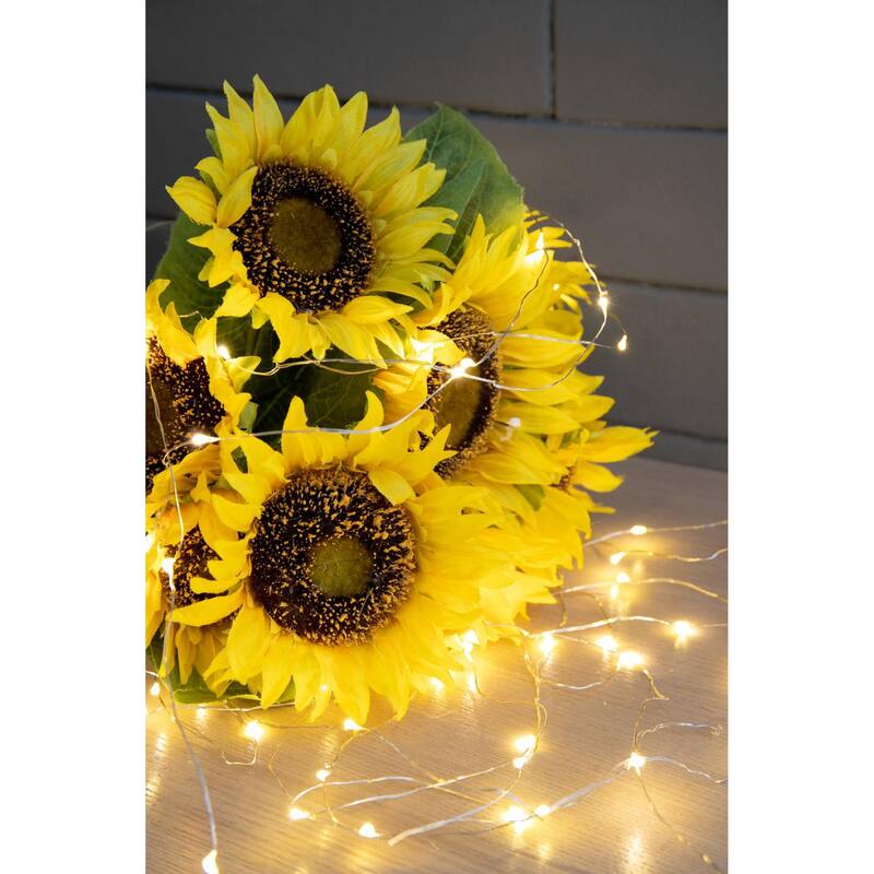 Set of 3 Artificial Sunflower Stems 14 Inch Yellow Flower Arrangement