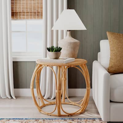 Savannah Woven Rattan Round End Table