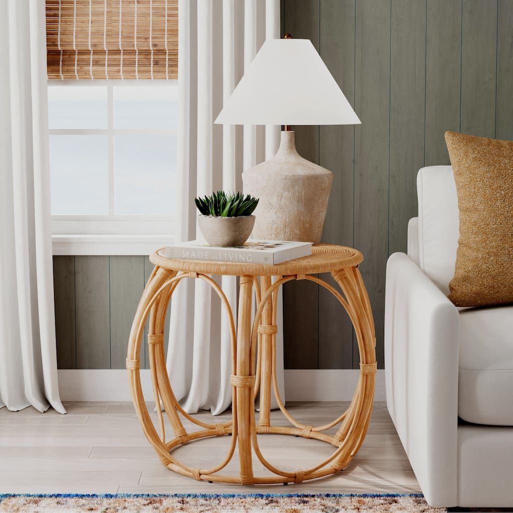 Savannah Woven Rattan Round End Table