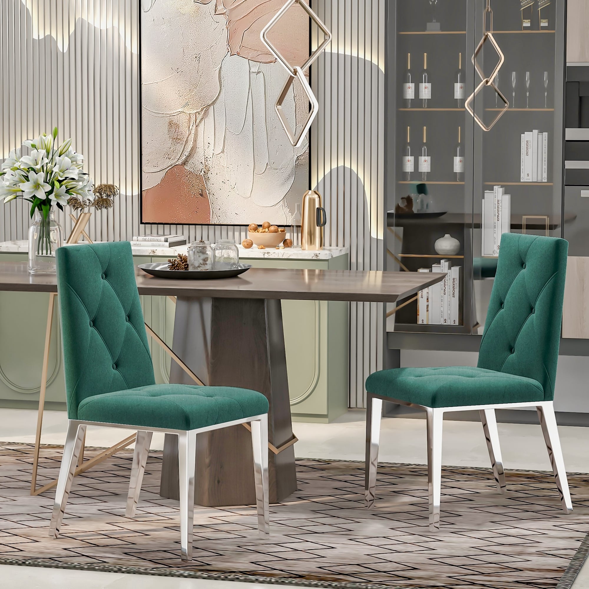 Teal dining sales chairs chrome legs