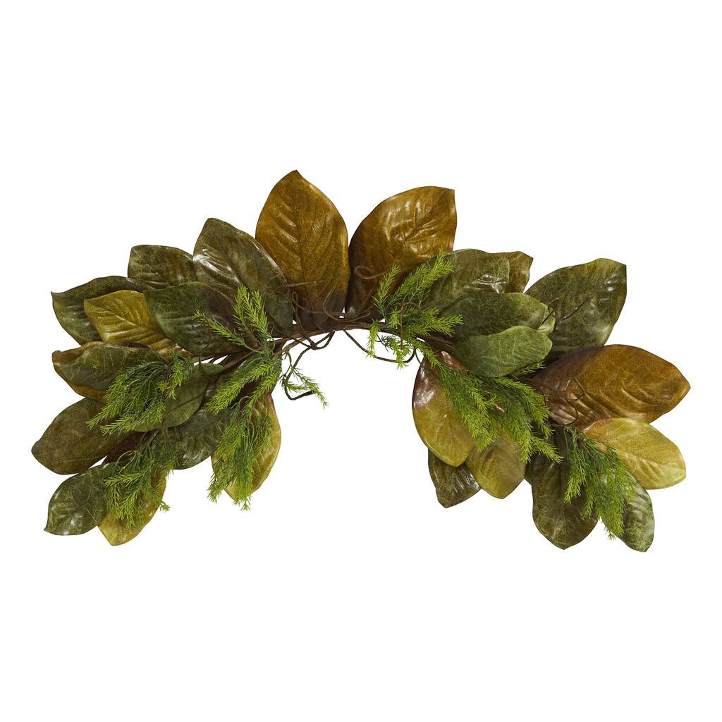 35” Fall Magnolia Leaf Artificial Swag, Unlit