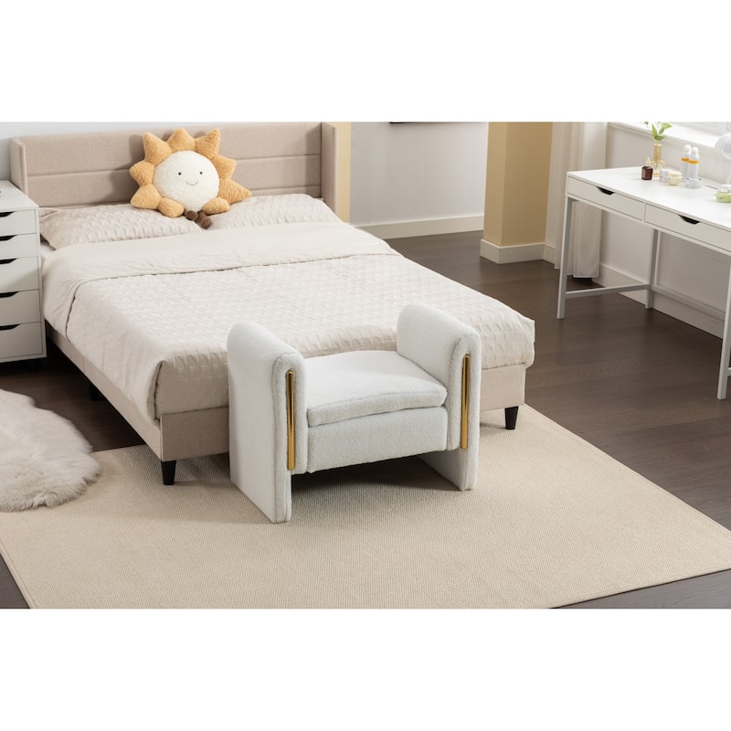 Single Bench Shoe Bench Makeup Bench For Bedroom Indoor - Ivory-teddy