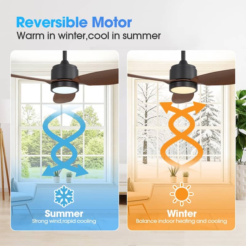 MLiAN 42 in 3 ABS Blades Indoor and Outdoor Ceiling Fan with Integrated LED and Remote Downrod