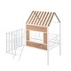 preview thumbnail 4 of 11, Metal and Wood Bunk Bed with Roof Design and Safety Rails