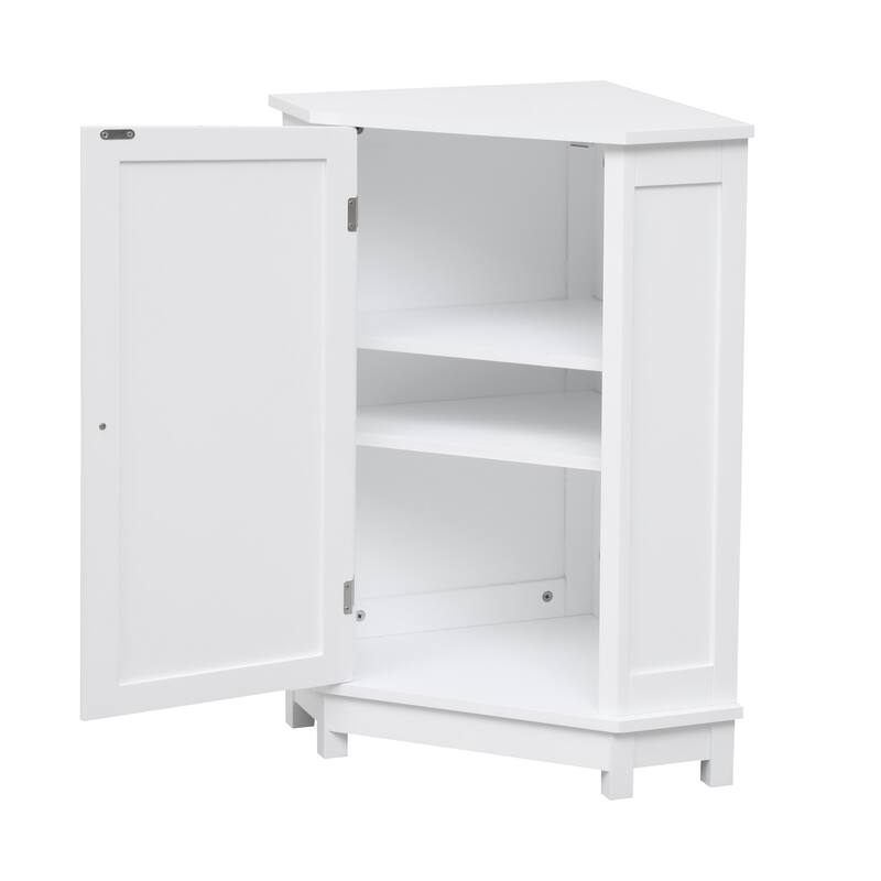 Bathroom Cabinet Triangle Corner Storage Cabinet with Adjustable Shelf Modern Style MDF Board