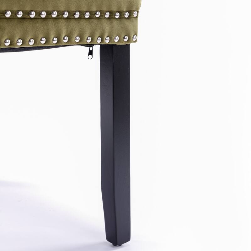 GDF Studio-Nikki Modern Wood Velvet Upholstered Dining Chair with Tufted Design, Nailhead Trim, 2-Pcs Set