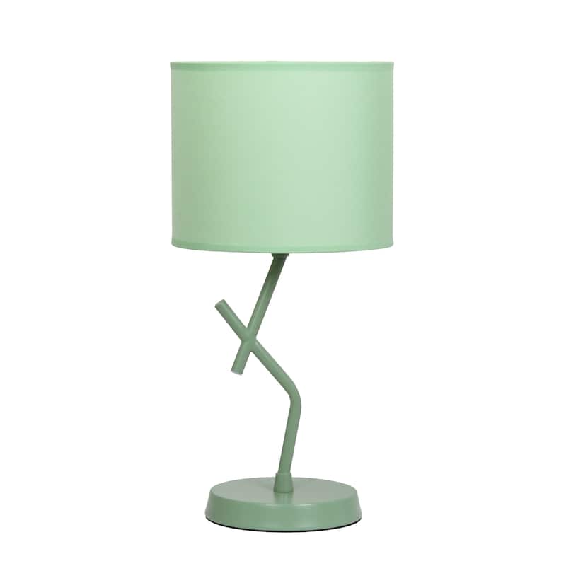 Modern Geometric Metal Table Lamp with Fabric Drum Shade for Bedroom Living Room Office Decor - 8.07” x 8.07” x 17.13”
