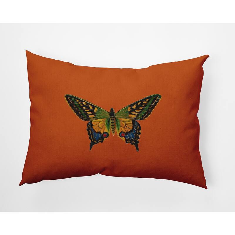 Colorful Swallowtail Polyester Indoor Pillow - Perfect Orange - 14" x 20"