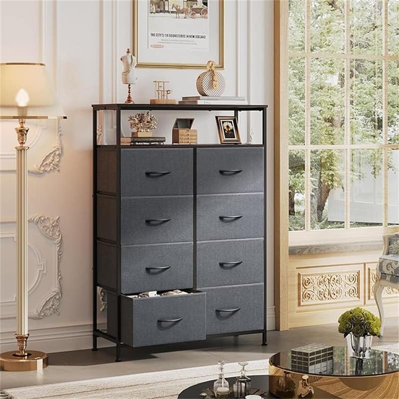Fabric Dresser for Bedroom with Open Shelves
