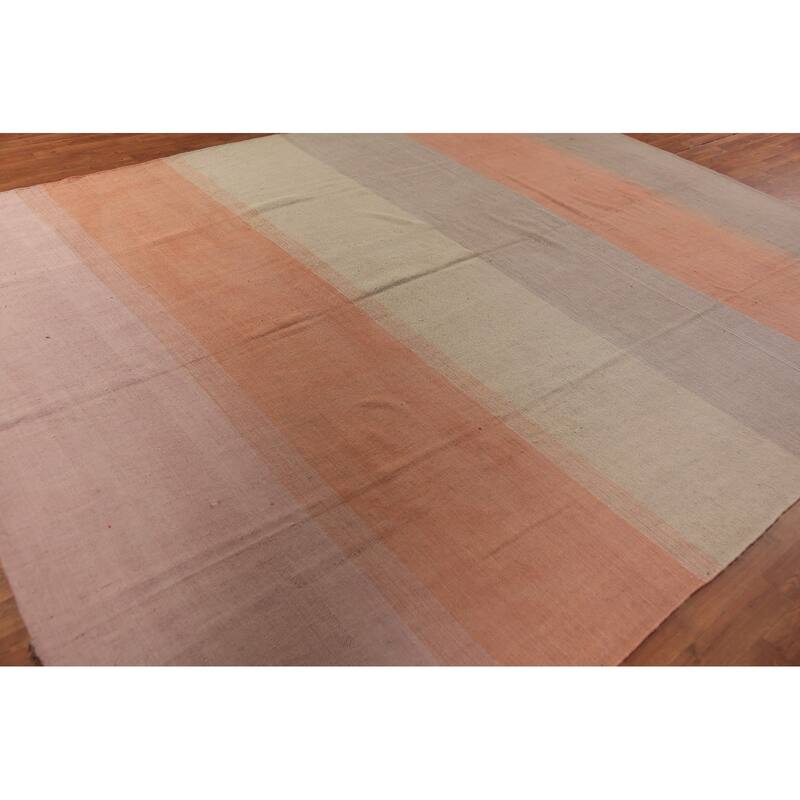 Nomadic Striped Kilim Oriental Area Rug Flatweave Wool Carpet - 9'0"x 11'8"