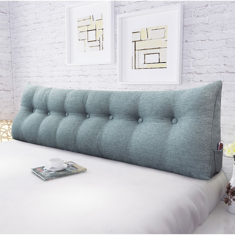 WOWMAX Bed Rest Wedge Reading Pillow Headboard Bolster Cushion Gray