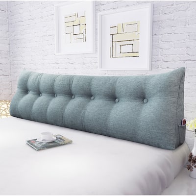 WOWMAX Bed Rest Wedge Reading Pillow Headboard Bolster Cushion Gray