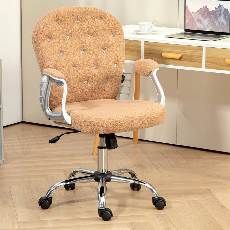 Teddy Swivel Home Office Chair w/ Padded Armrests,Adjustable Height - khaki