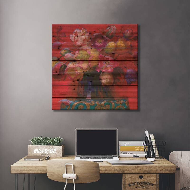 Red Stll Life Print On Wood by Victor Nizovtsev - Multi-Color