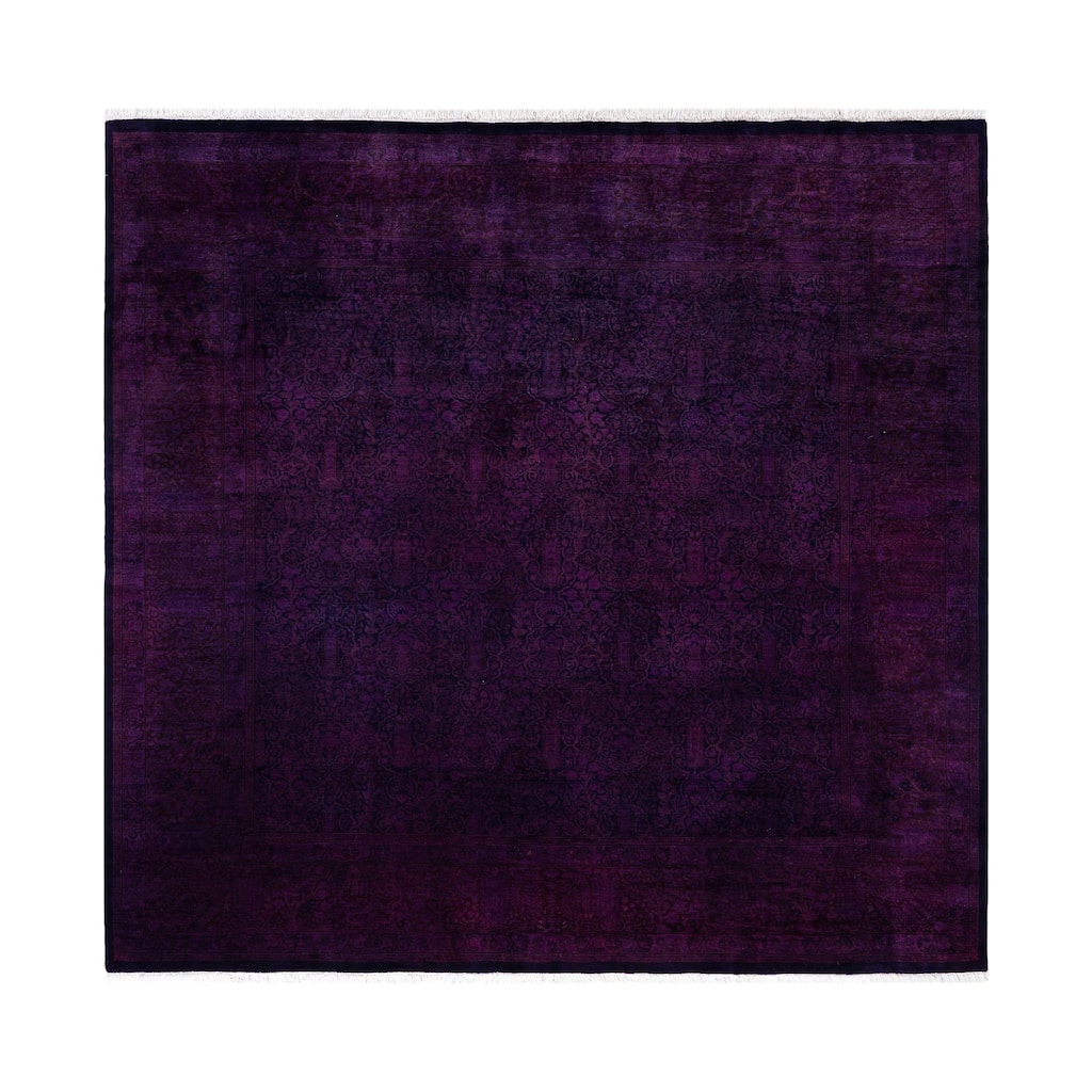 Overdyed One-of-a-Kind Hand-Knotted Area Rug - Purple - 8' 0" x 8' 3"