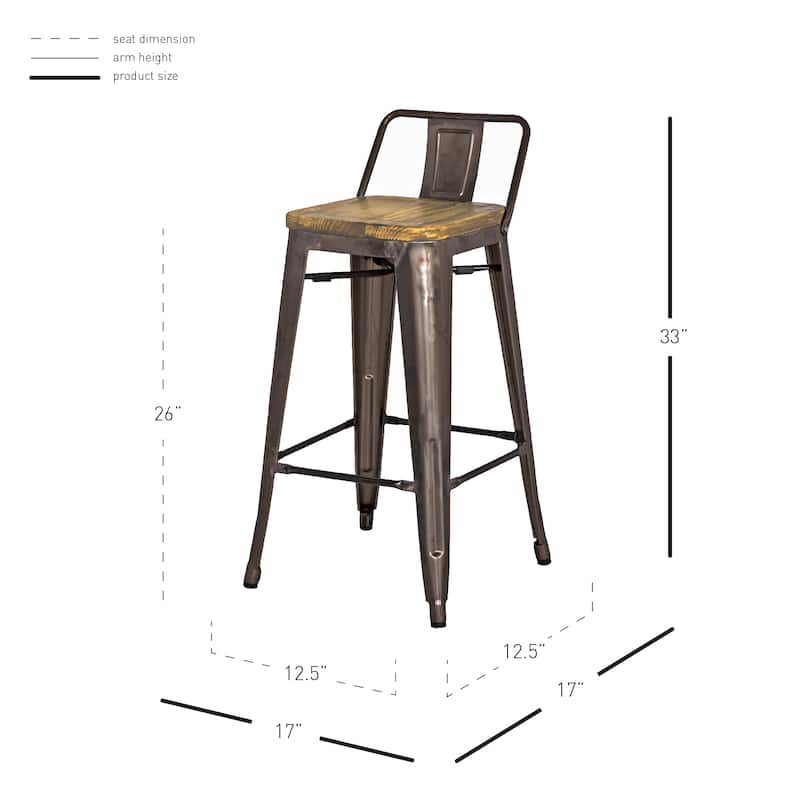 NPD Furniture Metropolis Low Back Counter Stool (Set of 4)