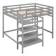preview thumbnail 12 of 32, Transitional Style Multifunctional Wood Loft Bed Frame with Storage Wardrobe and Staircase,Full