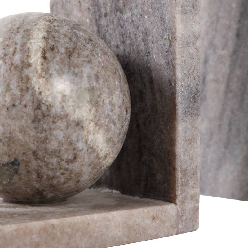 Decorative Bookends with Ball Orbs Accent - Set of 2, 6", Tan - 6.25"
