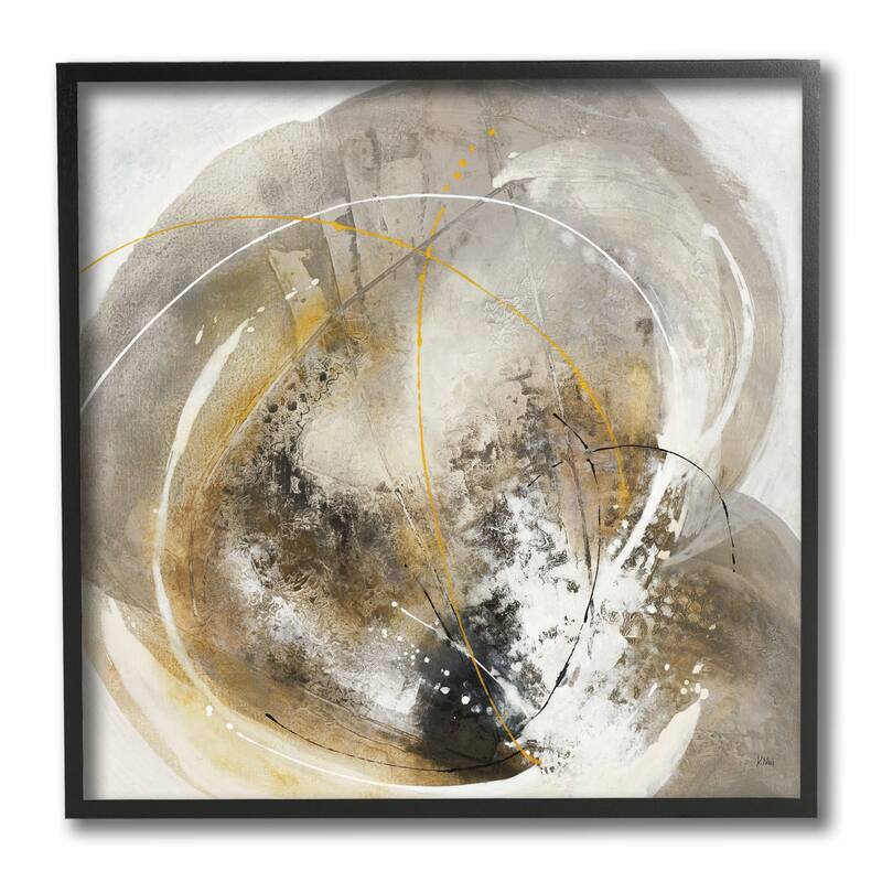 Stupell Abstract Swirling Brush Strokes Black White Grey Framed Wall