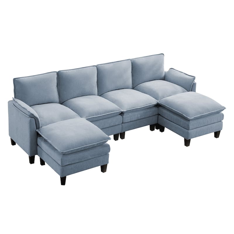Luxury 4-Seater Sofa & Footstool – Ultra-Plush, Multi-Room Comfort