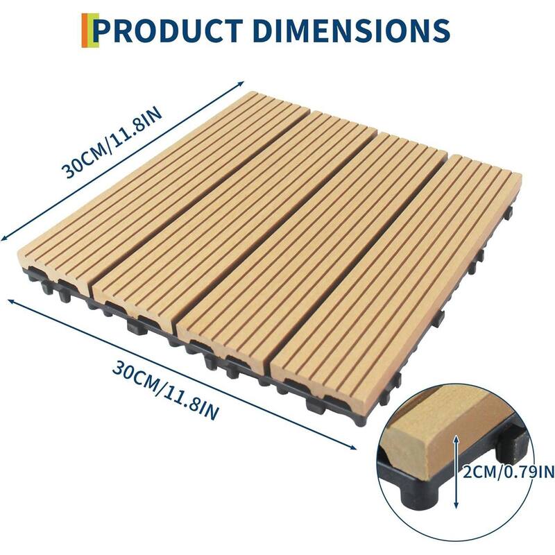 48-Pack 12"X12" Interlocking Patio Flooring Tiles for Patio, Balcony, Porch, Poolside