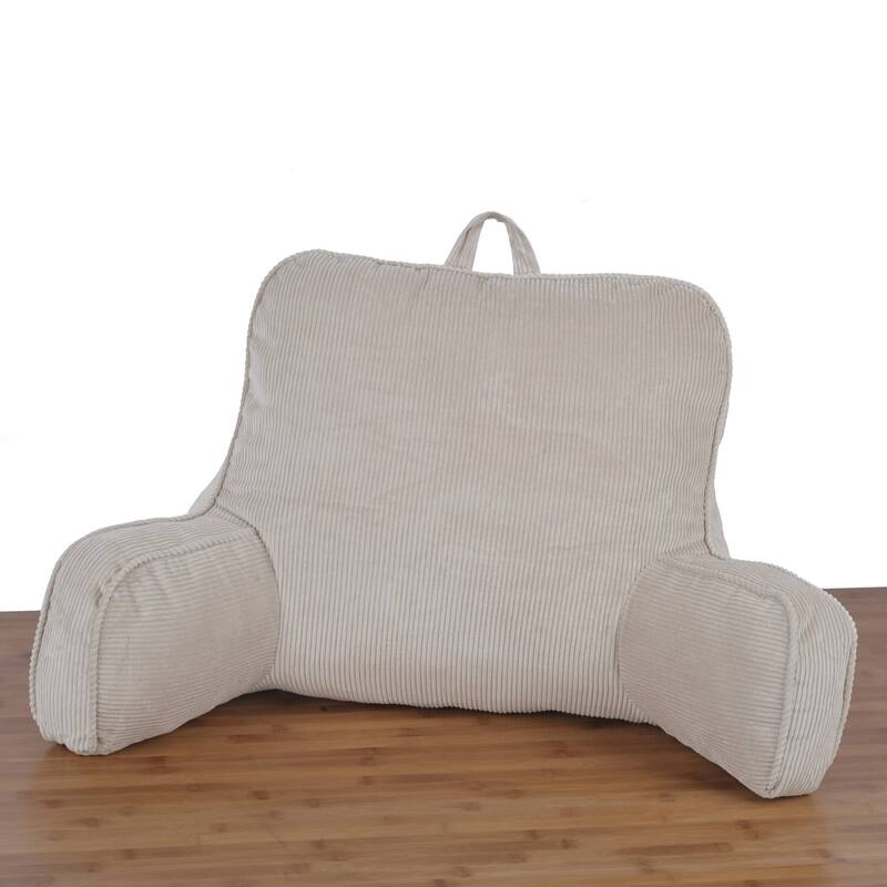 Cotton Corduroy Lounger Bed Rest Pillow Adjustable DIY Filling - Light Gray