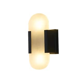 Traditional 2-Light Satin Black LED Alabaster Wall Sconce