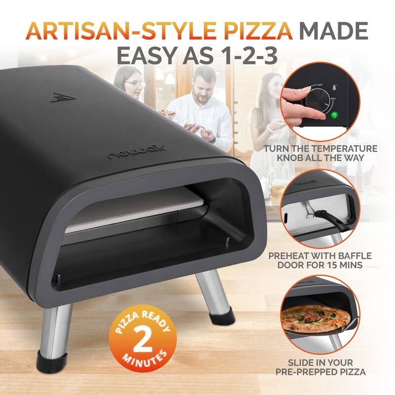 Newair 12" Portable Electric Indoor and Outdoor Pizza Oven with Accessory Kit, Outdoor Use and Durable Construction Quality