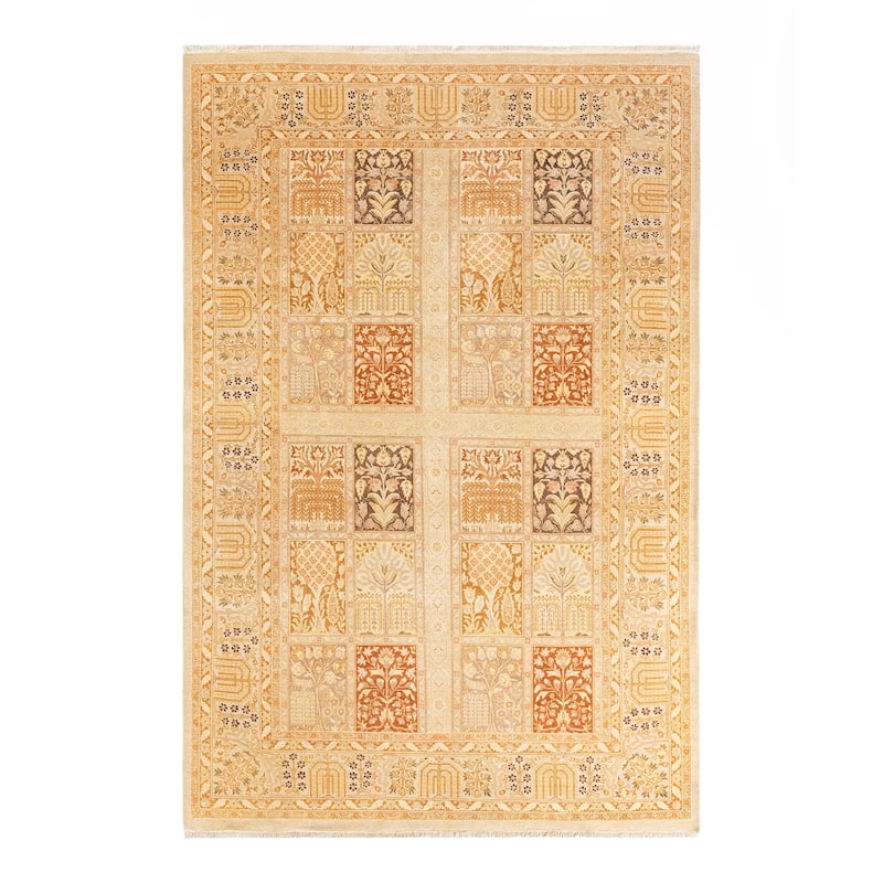 Overton Handknotted Wool Traditional Oriental Ivory Area Rug - 6' x 9' - Sand - 6' x 9'
