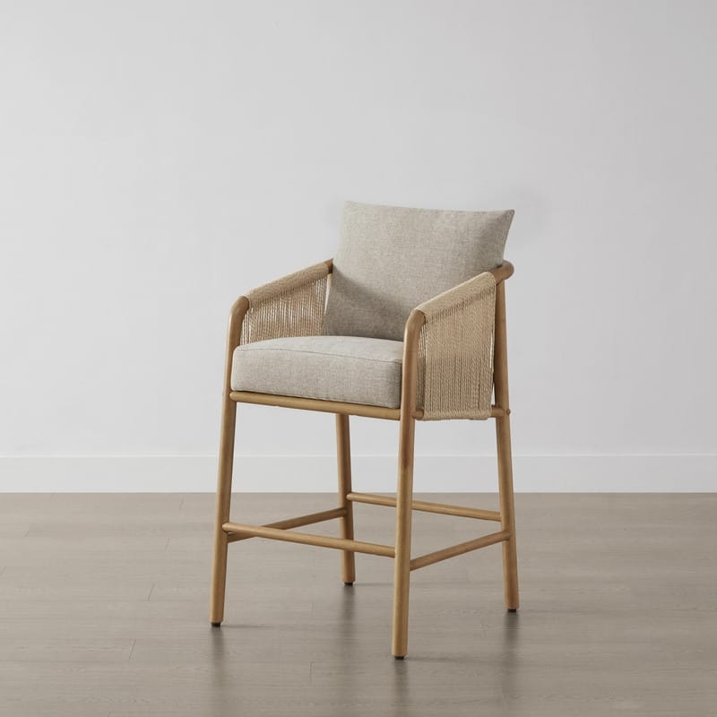 Lynn Counter Height Bar Stool with Braid Wood Arm Set of 2