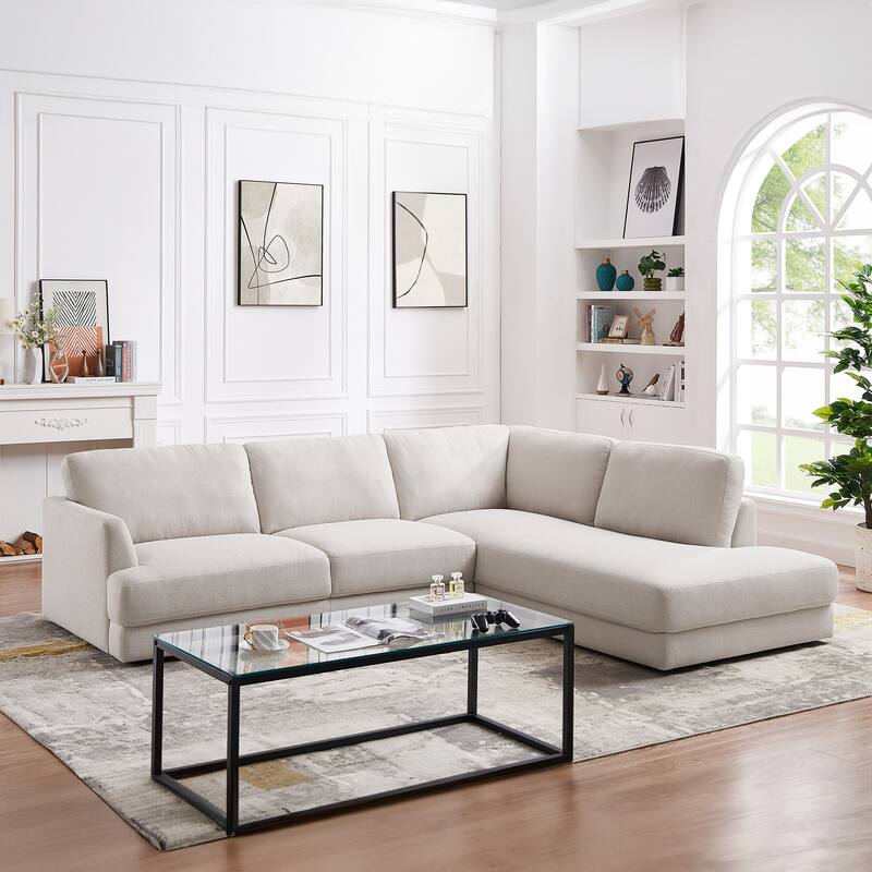 Gloria Mid-century Modern Cozy Sectional Linen Sofa