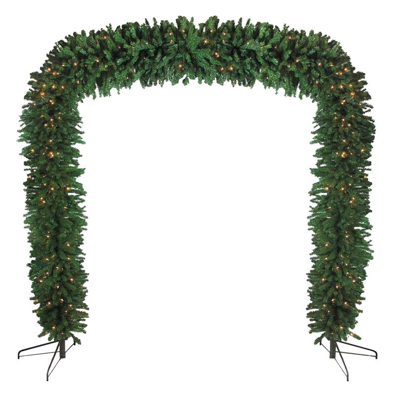 Pine Artificial Christmas Archway Decoration 9' x 8' Clear Lights - 9 Foot