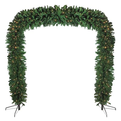 Pine Artificial Christmas Archway Decoration 9' x 8' Clear Lights - 9 Foot