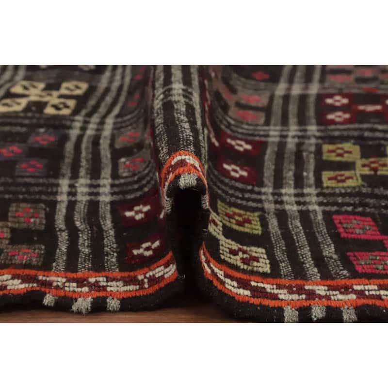 Hand Woven Oriental 100% Wool Carpet Southwestern Tribal Multi-Colored Kilim Area Rug - 11' 2'' X 6' 0''