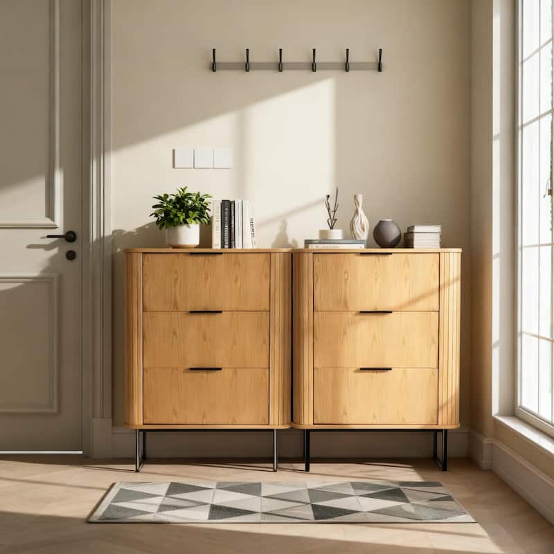 Modern 3 Drawers Wood Chest Storage Cabinet