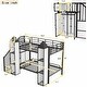 preview thumbnail 4 of 28, Castle-Shaped Metal Twin over Twin Bunk Bed with Wardrobe, Storage Staircase, and Open Cabinets, Black+White