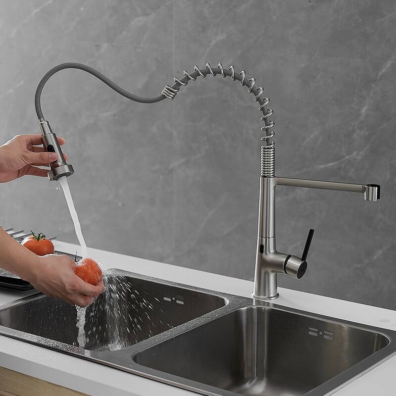 Single Handle Spring Touchless Pull Down Kitchen Faucet