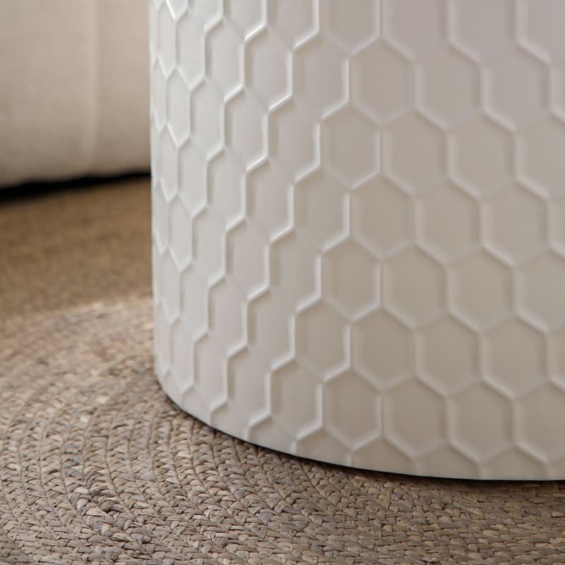 Stylish Nesting Coffee Table Set Modern Round Coffee Table with Honeycomb Design, for Living Room, 2-Piece Set
